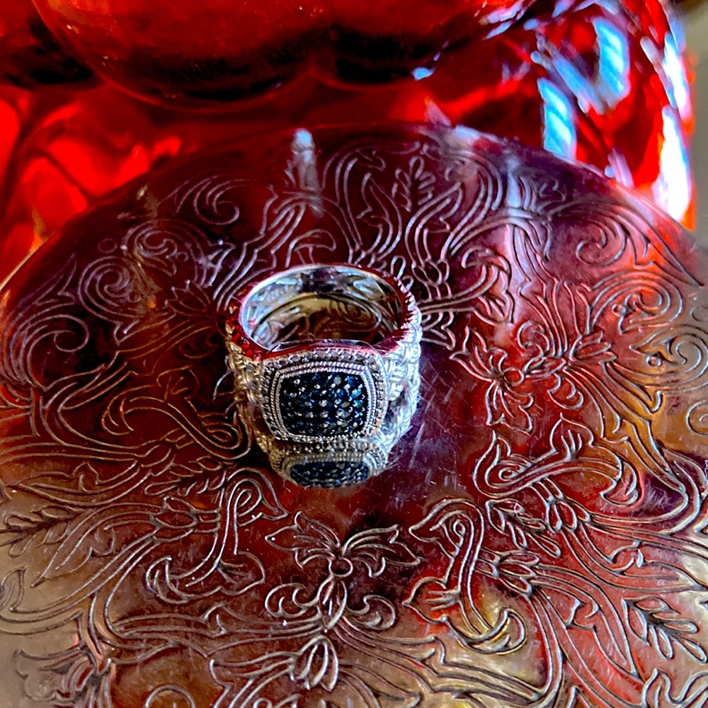 BLUE DIAMOND STERLING RING - Picture 3 of 6